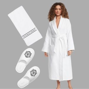 NEW ( M/L) VS Long Waffle Robe, Slippers + Hair Wrap Towel